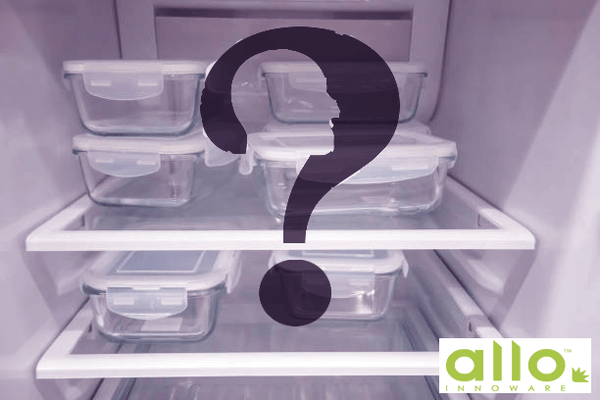 Refrigerator with container and question mark