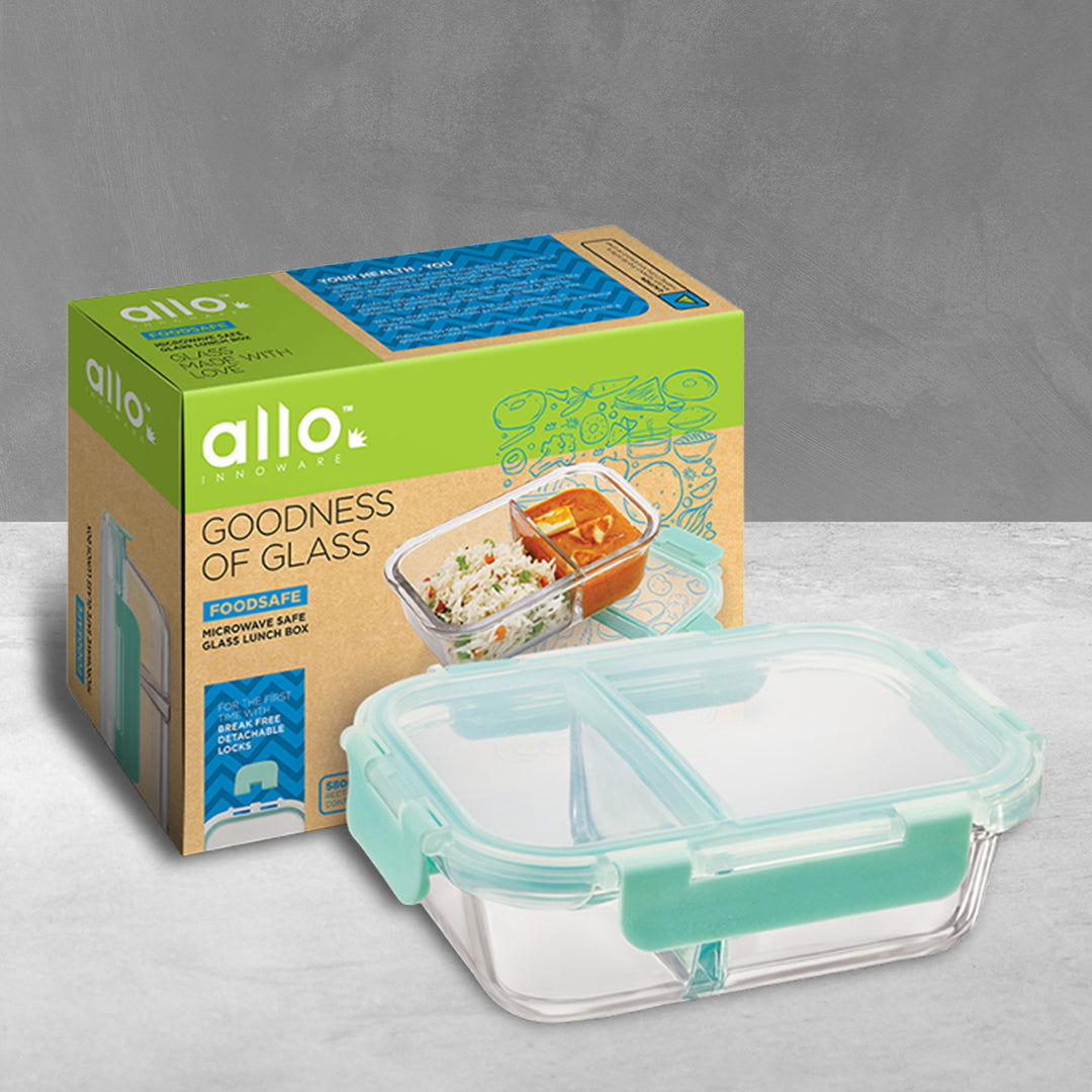 1000ml Allo FoodSafe Microwave Oven Safe Glass Lunch Box with Break Free Detachable Lock - Allo Innoware
