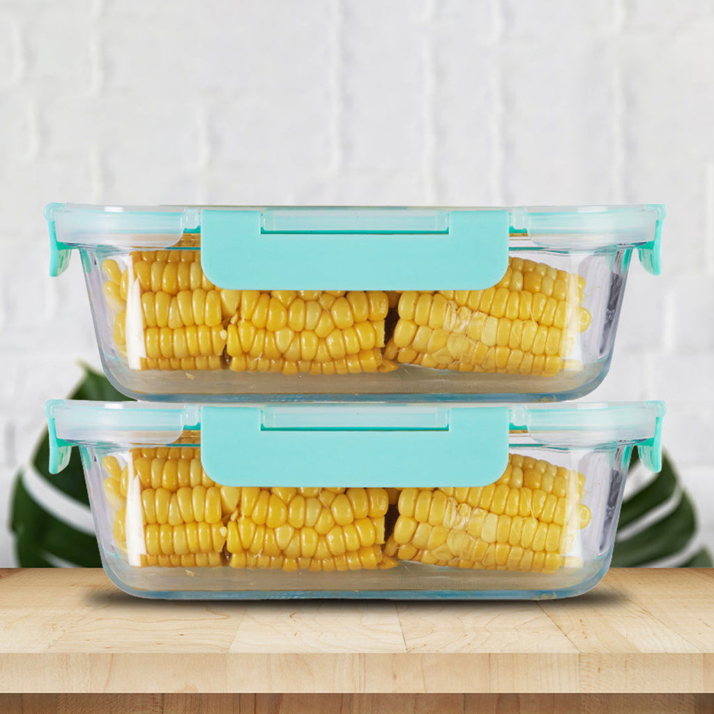 1040ml x 2 Allo FoodSafe Microwave Oven Safe Glass Container with Break Free Detachable Lock - Allo Innoware