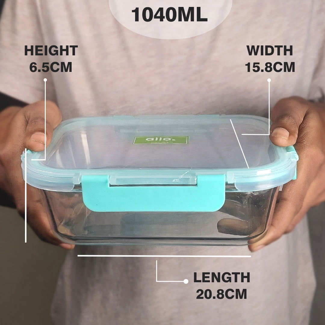 1040ml x 2 Allo FoodSafe Microwave Oven Safe Glass Container with Break Free Detachable Lock - Allo Innoware