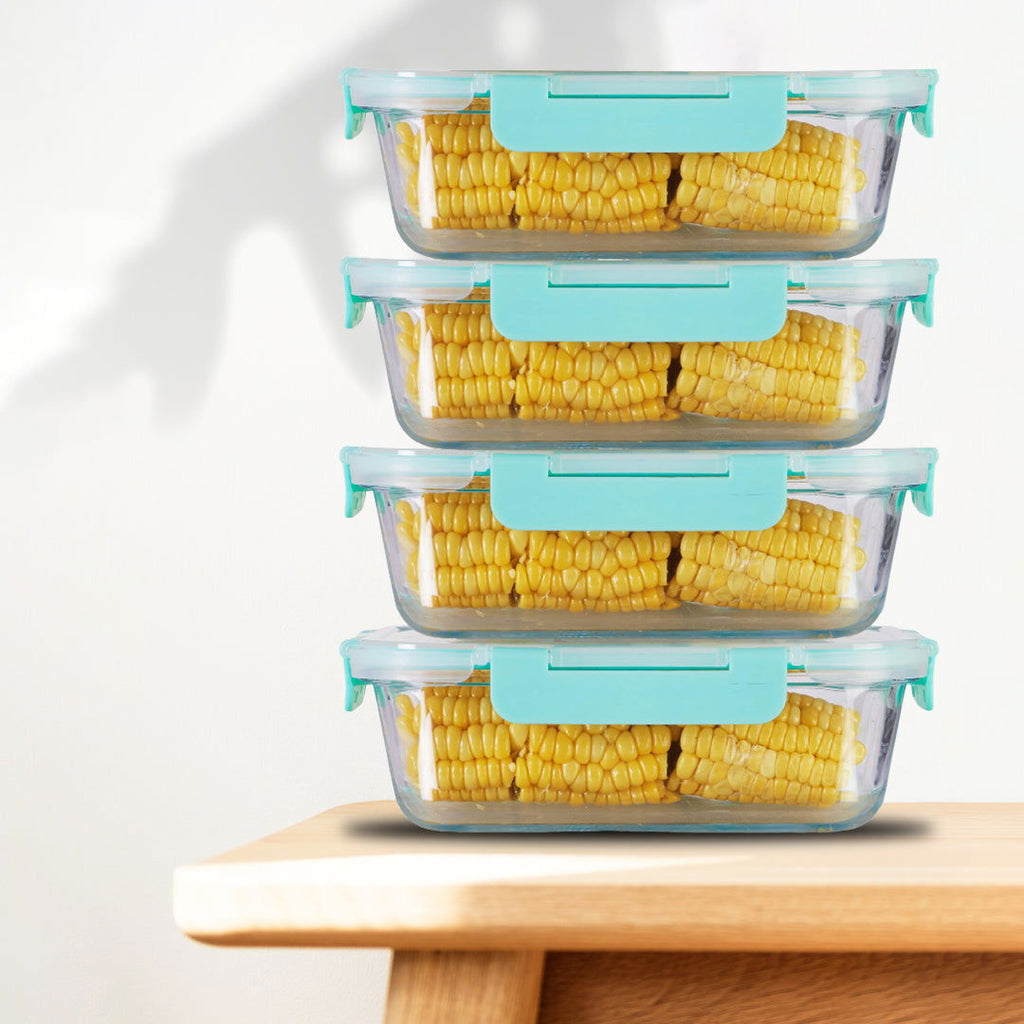 1040ml x 4 Allo FoodSafe Microwave Oven Safe Glass Container with Break Free Detachable Lock - Allo Innoware