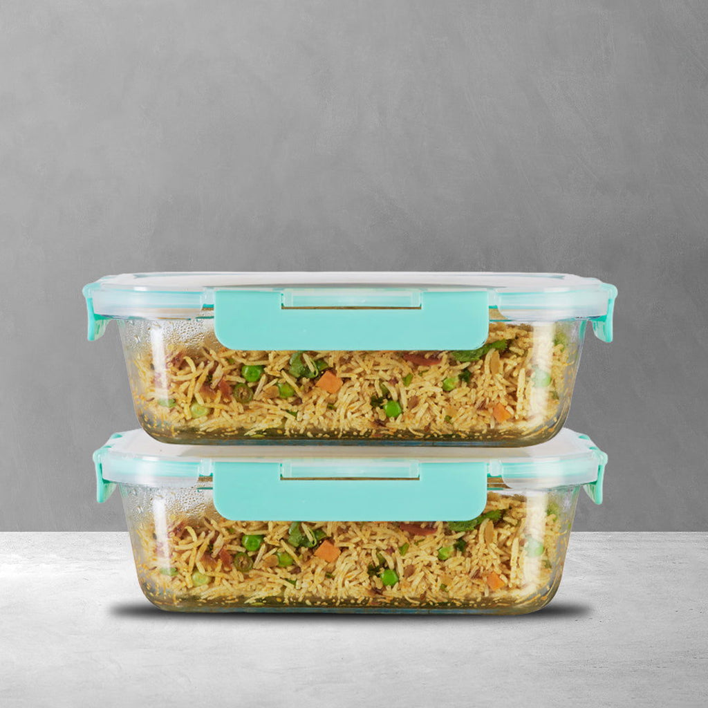1520ml x 2 Allo FoodSafe Microwave Oven Safe Glass Container with Break Free Detachable Lock - Allo Innoware