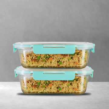 1520ml x 2 Allo FoodSafe Microwave Oven Safe Glass Container with Break Free Detachable Lock - Allo Innoware