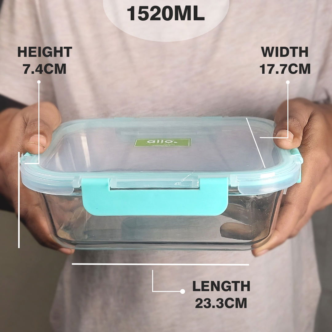 1520ml x 2 Allo FoodSafe Microwave Oven Safe Glass Container with Break Free Detachable Lock - Allo Innoware