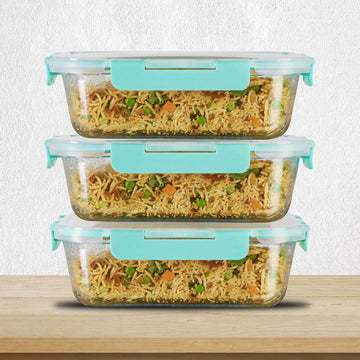 1520ml x 3 Allo FoodSafe Microwave Oven Safe Glass Container with Break Free Detachable Lock - Allo Innoware