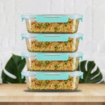 1520ml x 4 Allo FoodSafe Microwave Oven Safe Glass Container with Break Free Detachable Lock - Allo Innoware