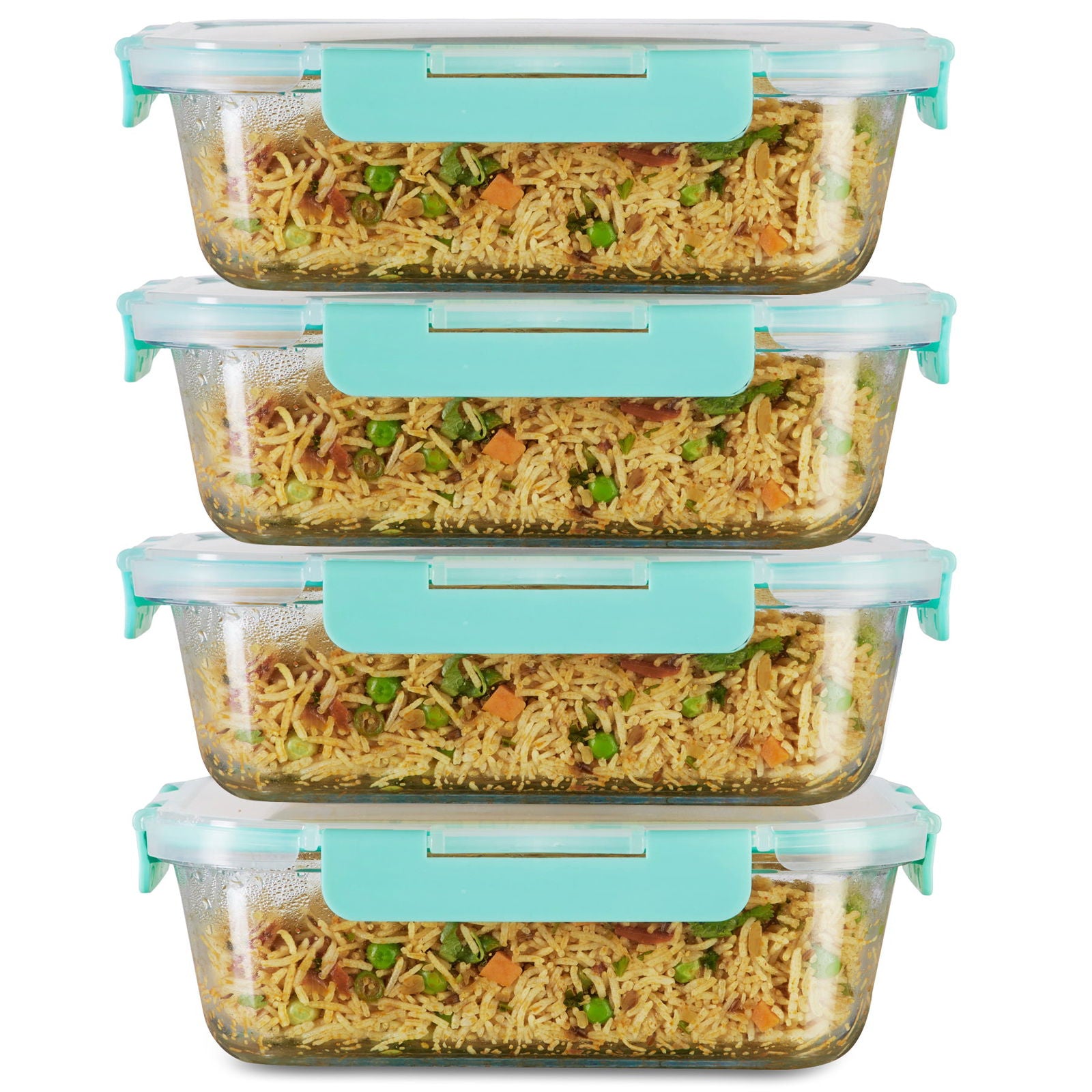1520ml x 4 Allo FoodSafe Microwave Oven Safe Glass Container with Break Free Detachable Lock - Allo Innoware