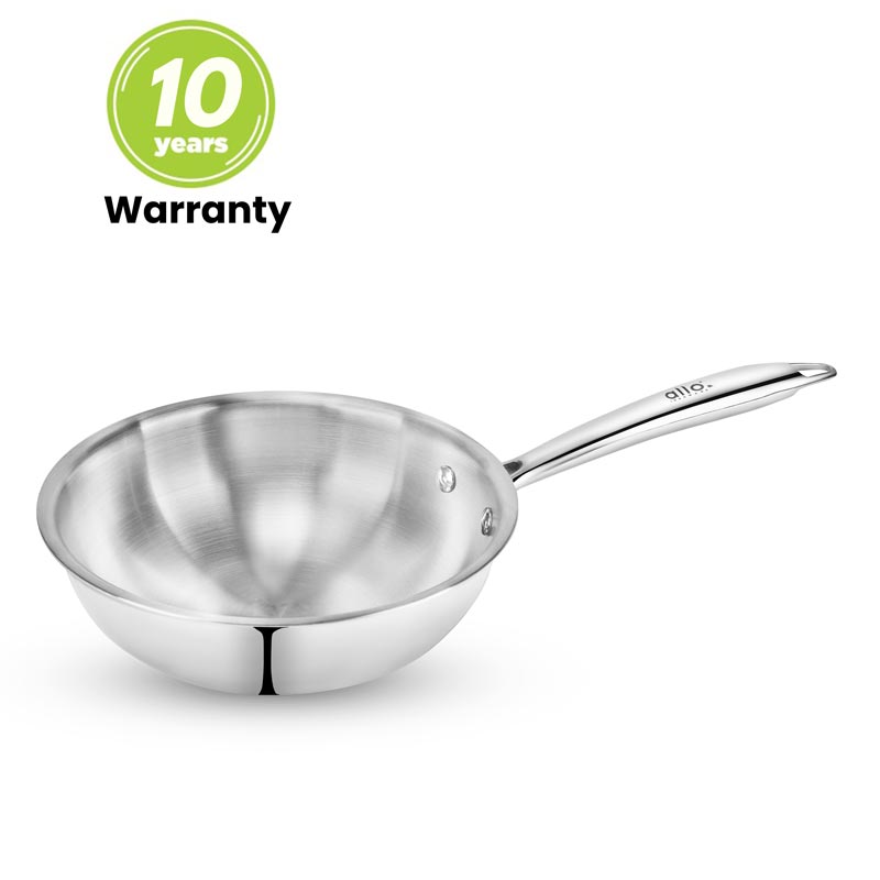 3.7L Allo CookSafe TriPly Wok | Stainless Steel | Induction Friendly | 26cm
