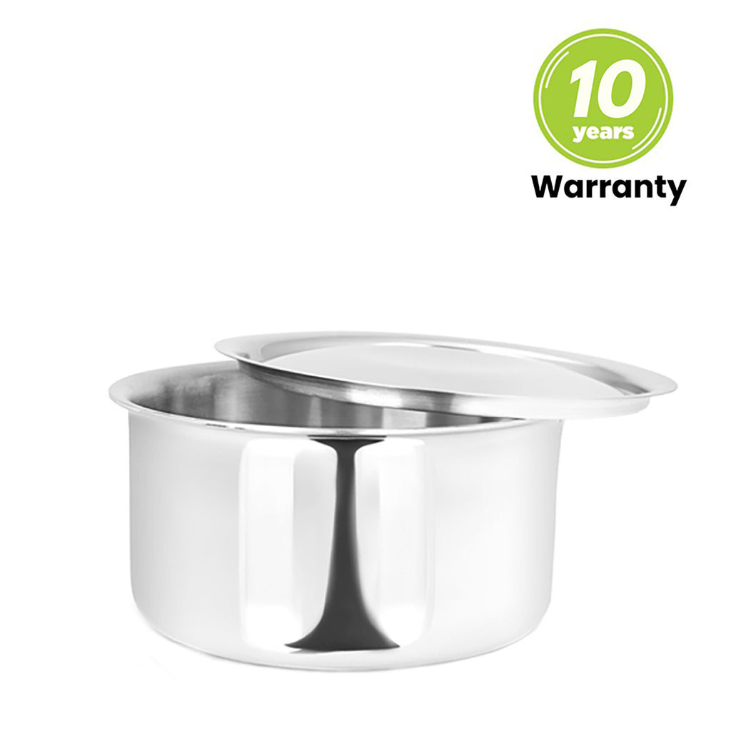1.1L Allo CookSafe TriPly Tope | Stainless Steel | With Stainless Steel Lid | Induction Friendly | Naturally Non-stick | 14cm