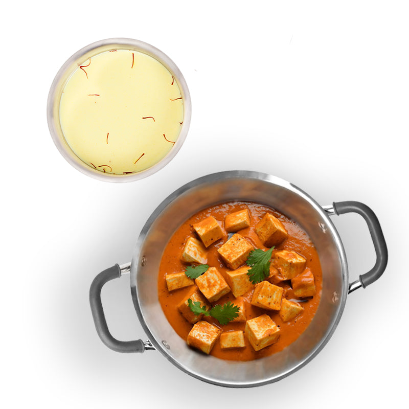 Allo CookSafe TriPly Stainless Steel Kadhai & Tope 2pcs Combo Set of 3 Litres Kadhai with Lid and 3.8 Litres Tope with Lid - Induction Friendly - Naturally Non-Stick, 26Cm & 20Cm