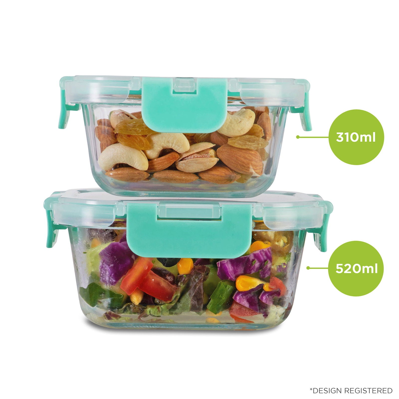 310ml, 520ml Allo FoodSafe Microwave Oven Safe Glass Container with Break Free Detachable Lock - Allo Innoware