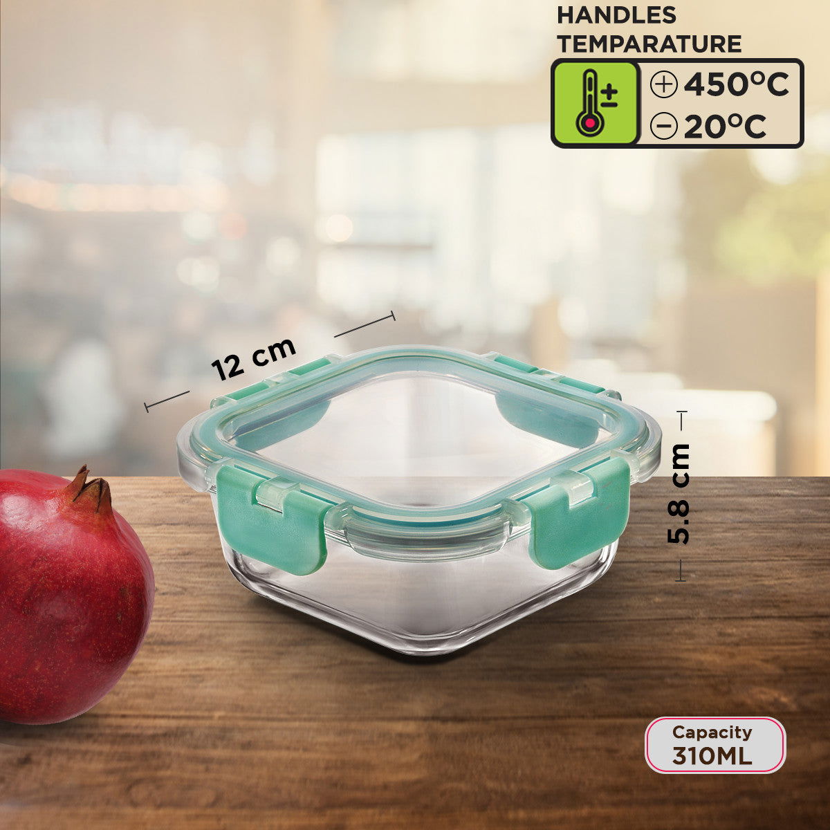 310ml X 4 Allo FoodSafe Microwave Oven Safe Glass Lunch box with Break Free Detachable Lock with Canvas Grey Bag Tiffin - Allo Innoware