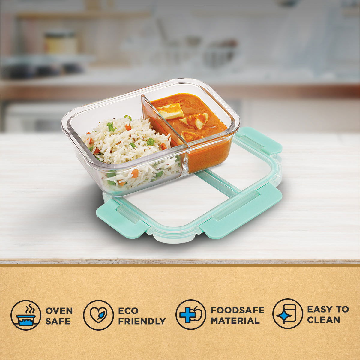 310ml x 2, 390ml x 2, 580ml x 2 Allo FoodSafe Microwave Oven Safe Glass Container Gift Box Combo 5pc with Break Free Detachable Lock - Allo Innoware