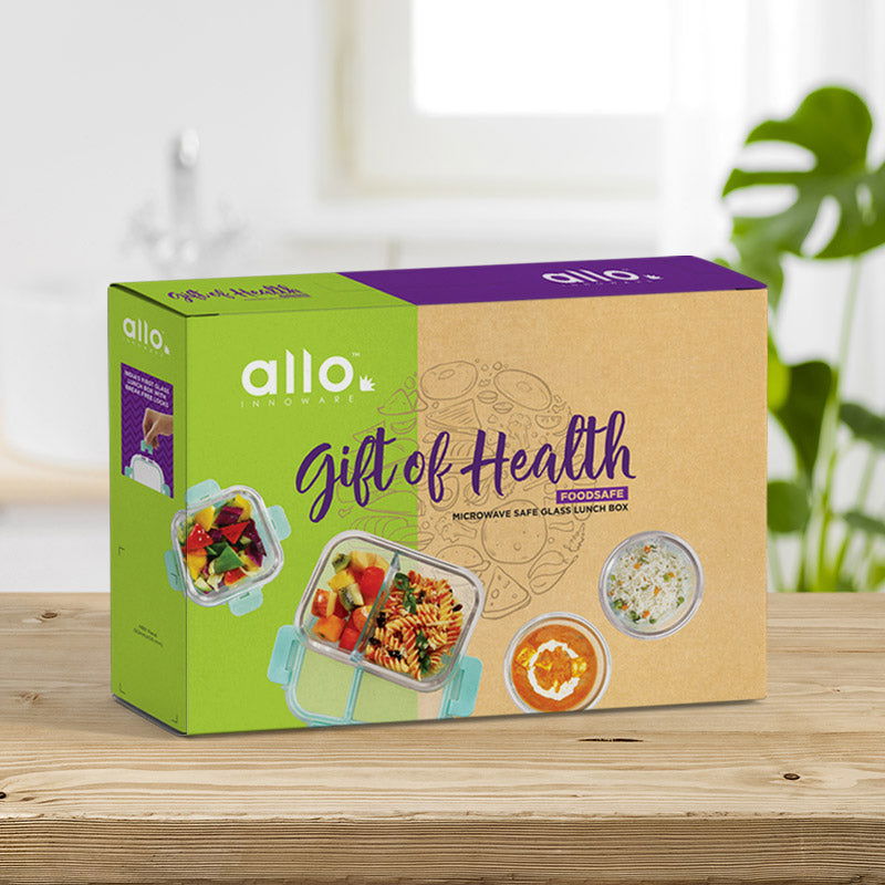 310ml x 3, 390ml x 3, Allo FoodSafe Microwave Oven Safe Glass Container Gift Box Combo 6pc with Break Free Detachable Lock - Allo Innoware
