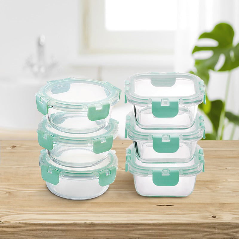 310ml x 3, 390ml x 3, Allo FoodSafe Microwave Oven Safe Glass Container Gift Box Combo 6pc with Break Free Detachable Lock - Allo Innoware