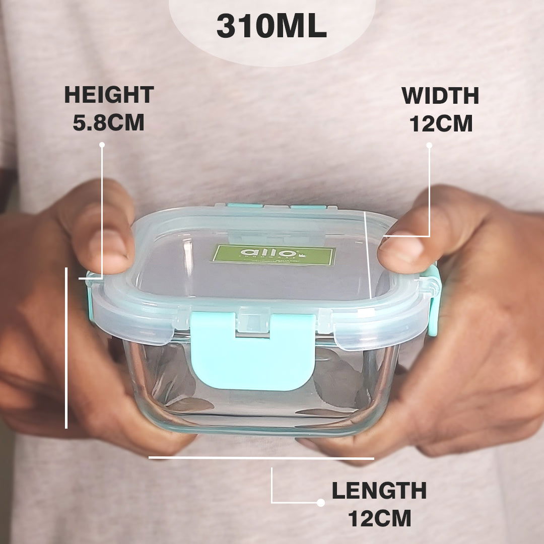 310ml x 5 Allo FoodSafe Microwave Oven Safe Glass Container with Break Free Detachable Lock - Allo Innoware