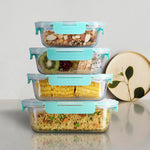370ml, 640ml, 1040ml, 1520ml Allo FoodSafe Microwave Oven Safe Glass Container with Break Free Detachable Lock - Allo Innoware
