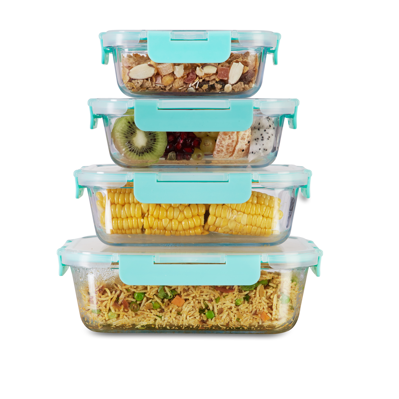 370ml, 640ml, 1040ml, 1520ml Allo FoodSafe Microwave Oven Safe Glass Container with Break Free Detachable Lock - Allo Innoware