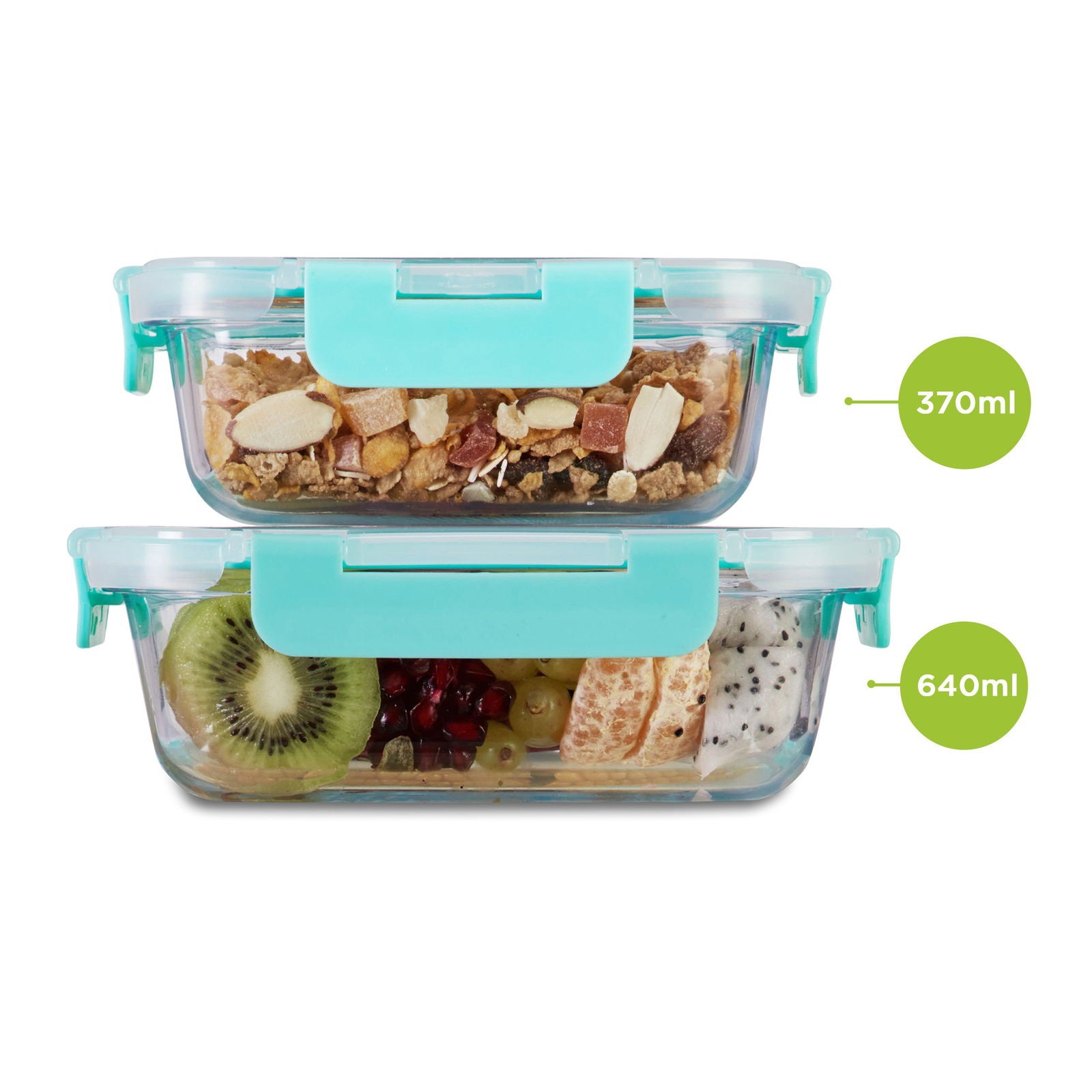 370ml, 640ml Allo FoodSafe Microwave Oven Safe Glass Container with Break Free Detachable Lock - Allo Innoware