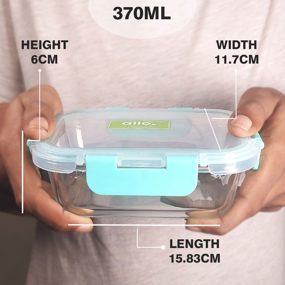 370ml x 2 Allo FoodSafe Microwave Oven Safe Glass Container with Break Free Detachable Lock - Allo Innoware