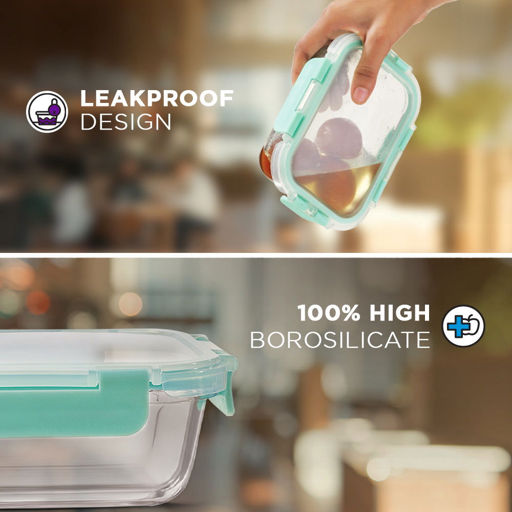 370ml x 3 Allo FoodSafe Microwave Oven Safe Glass Container with Break Free Detachable Lock - Allo Innoware