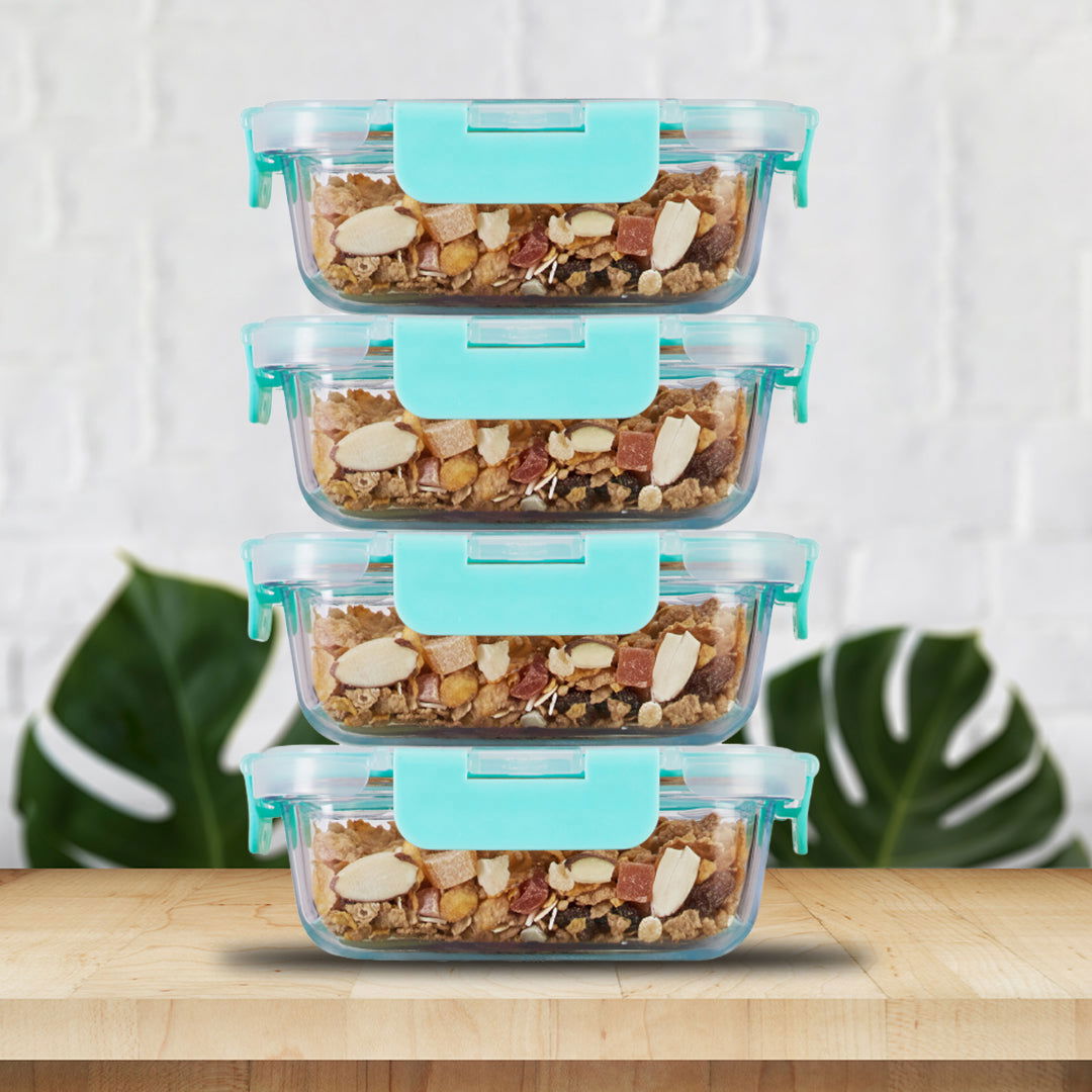 370ml x 4 Allo FoodSafe Microwave Oven Safe Glass Container with Break Free Detachable Lock - Allo Innoware