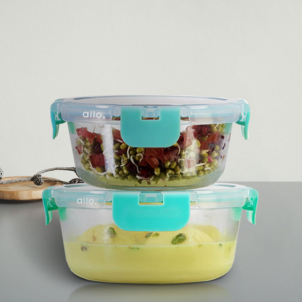 390ml, 635ml Allo FoodSafe Microwave Oven Safe Glass Container with Break Free Detachable Lock - Allo Innoware