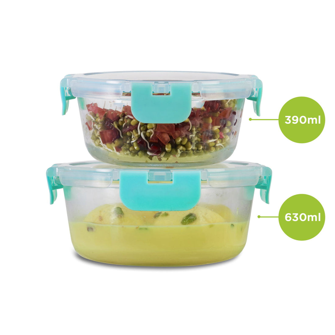 390ml, 635ml Allo FoodSafe Microwave Oven Safe Glass Container with Break Free Detachable Lock - Allo Innoware