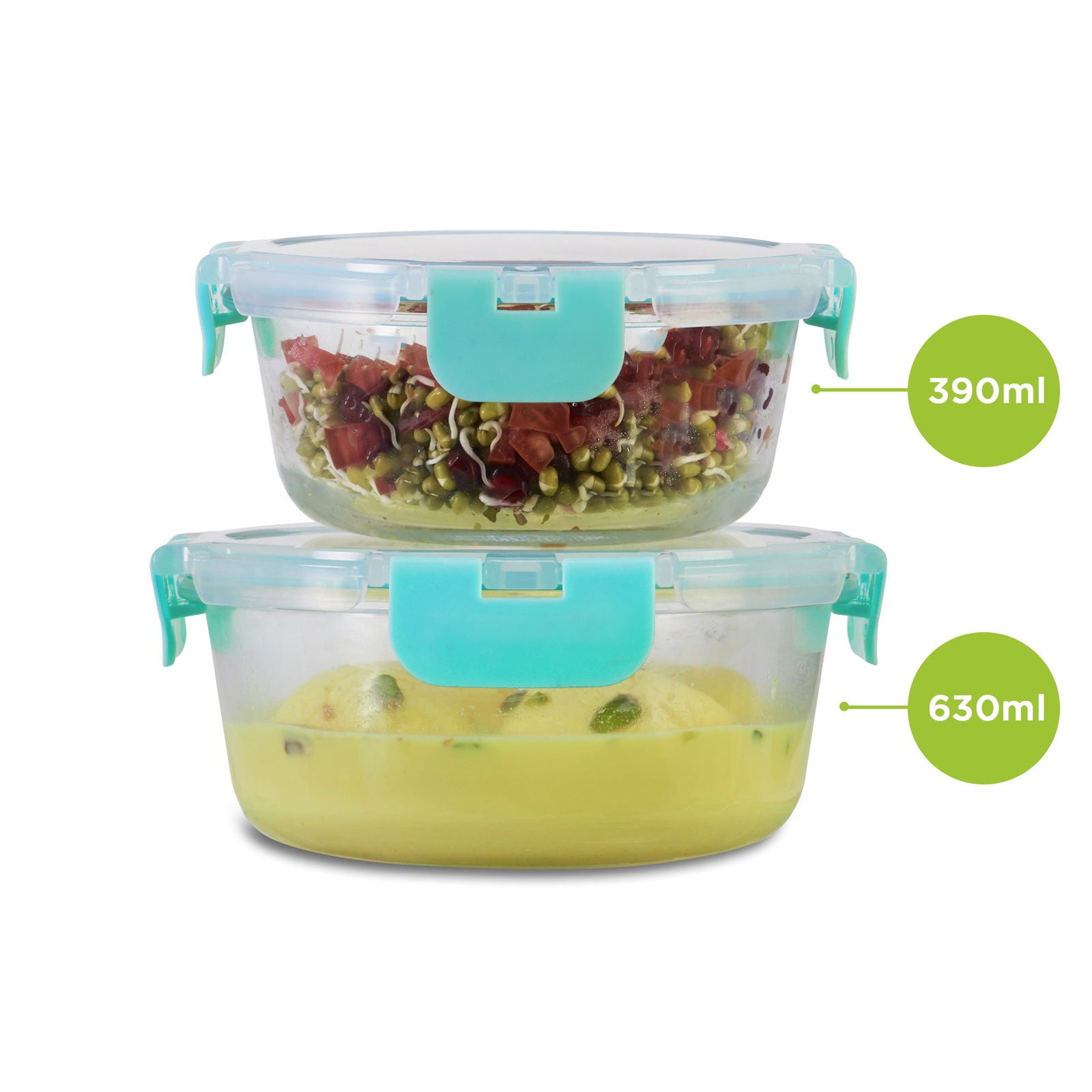 390ml, 635ml Allo FoodSafe Microwave Oven Safe Glass Container with Break Free Detachable Lock - Allo Innoware
