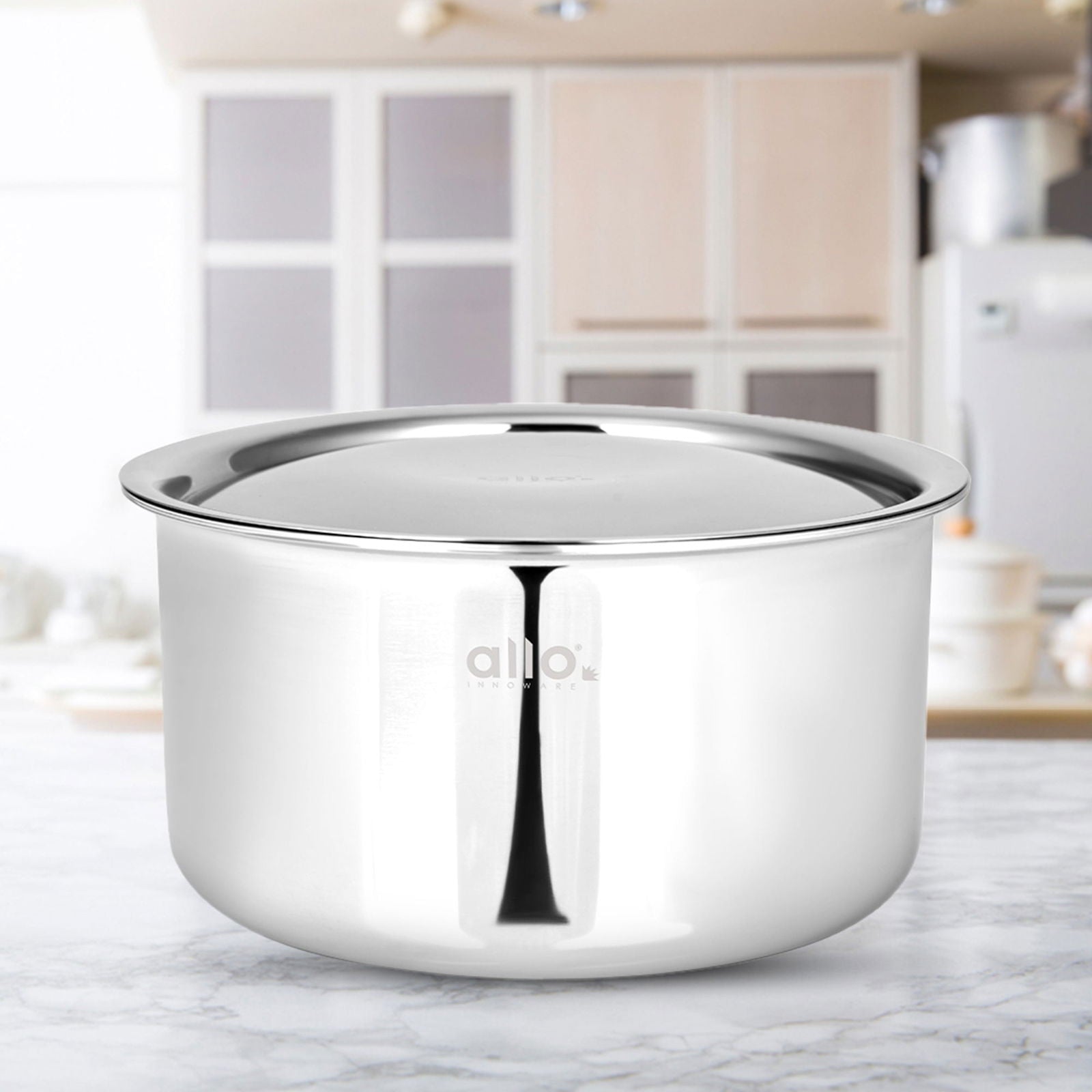 5.2L Allo CookSafe TriPly Tope | Stainless Steel | With Stainless Steel Lid | Induction Friendly |24cm - Allo Innoware