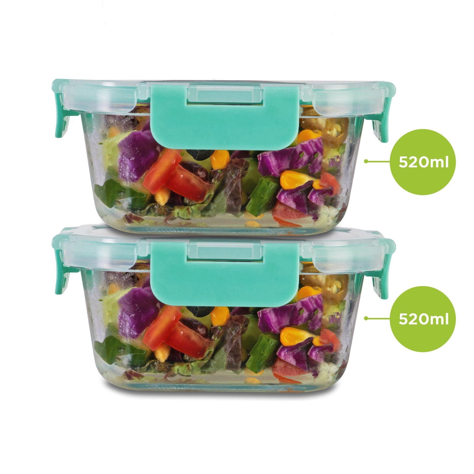 520ml x 2 Allo FoodSafe Microwave Oven Safe Glass Container with Break Free Detachable Lock - Allo Innoware