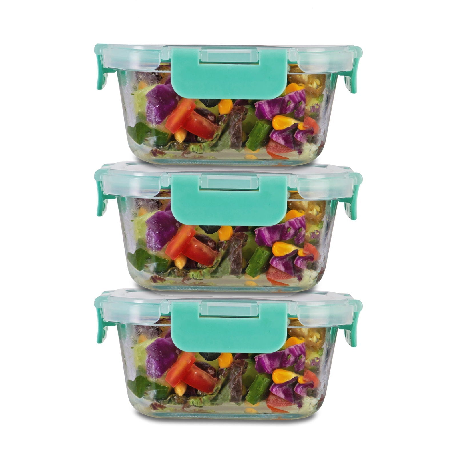 520ml x 3 Allo FoodSafe Microwave Oven Safe Glass Container with Break Free Detachable Lock - Allo Innoware