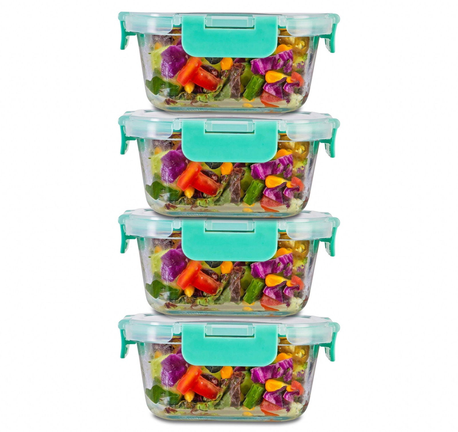 520ml x 4 Allo FoodSafe Microwave Oven Safe Glass Container with Break Free Detachable Lock - Allo Innoware