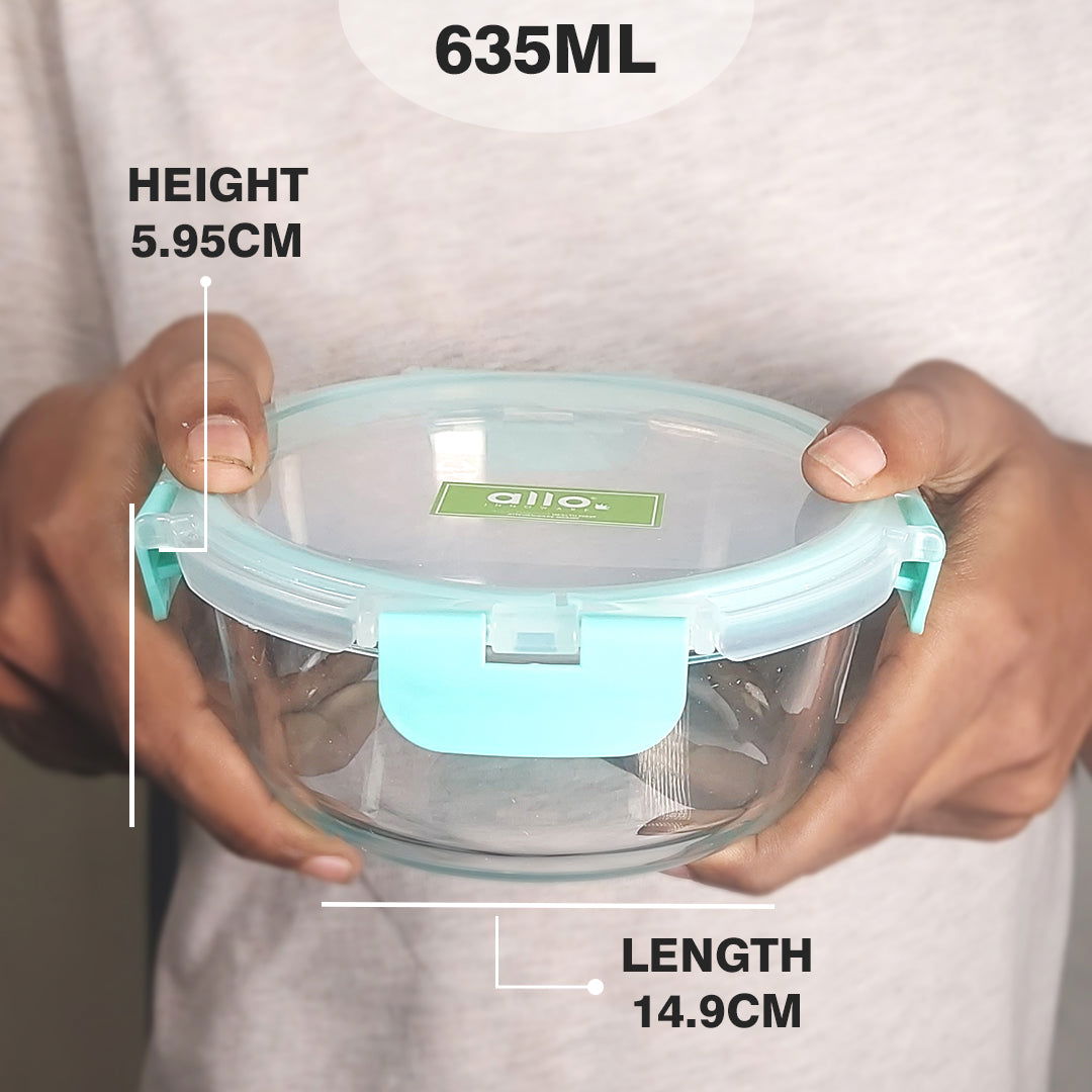 635ml x 2 Allo FoodSafe Microwave Oven Safe Glass Container with Break Free Detachable Lock - Allo Innoware