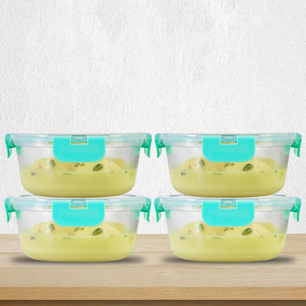 635ml x 4 Allo FoodSafe Microwave Oven Safe Glass Container with Break Free Detachable Lock - Allo Innoware