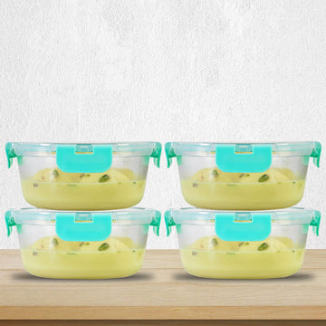 635ml x 4 Allo FoodSafe Microwave Oven Safe Glass Container with Break Free Detachable Lock - Allo Innoware