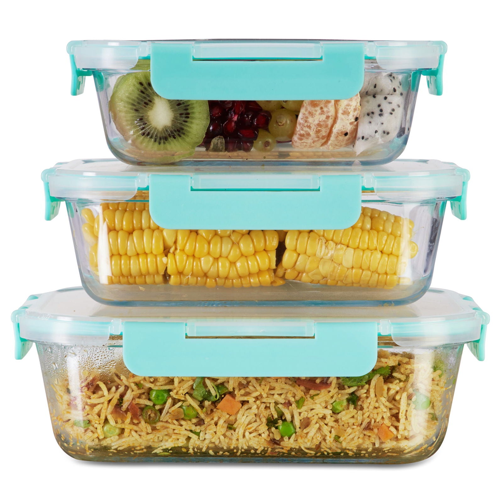 640ml, 1040ml, 1520ml Allo FoodSafe Microwave Oven Safe Glass Container with Break Free Detachable Lock - Allo Innoware