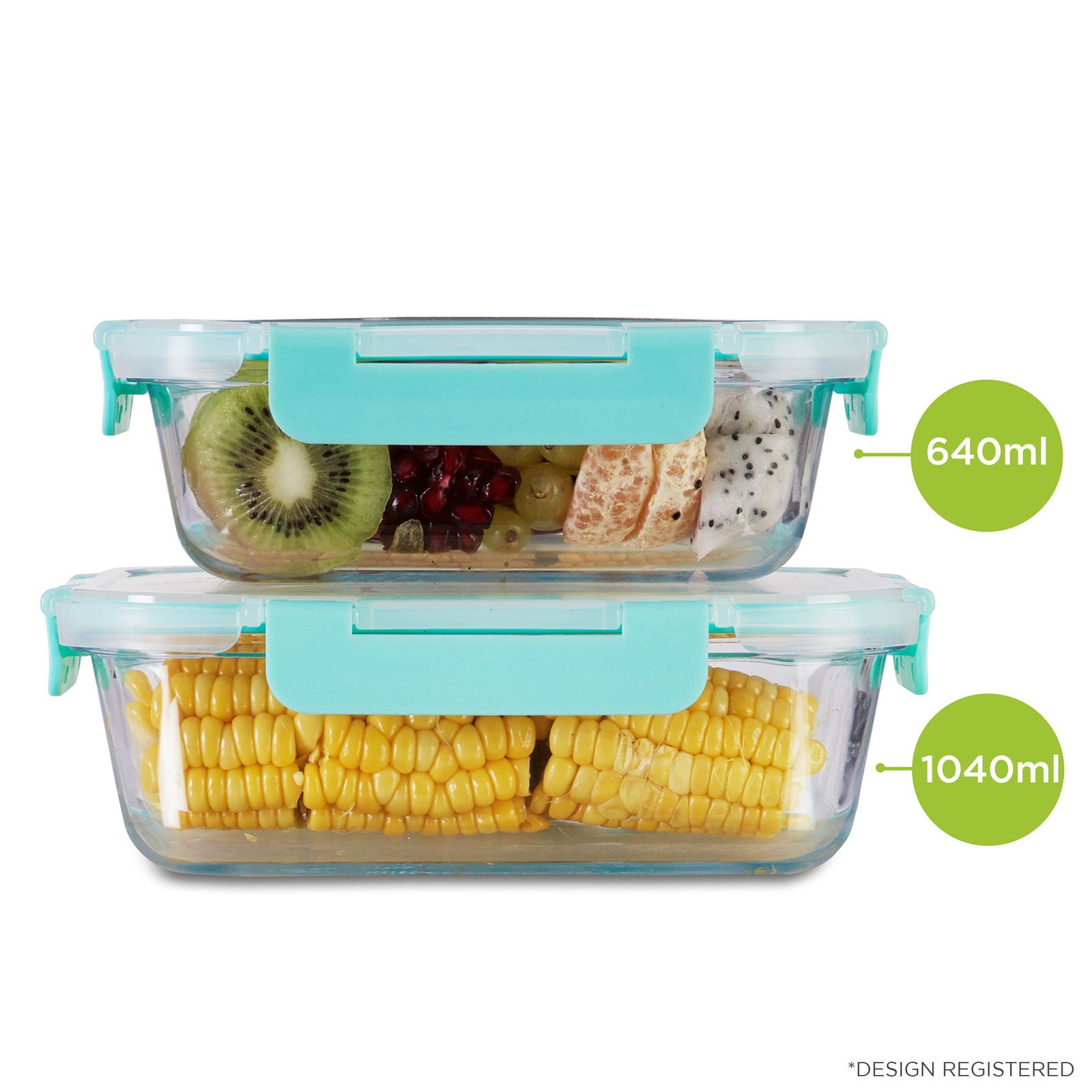 640ml, 1040ml Allo FoodSafe Microwave Oven Safe Glass Container with Break Free Detachable Lock - Allo Innoware