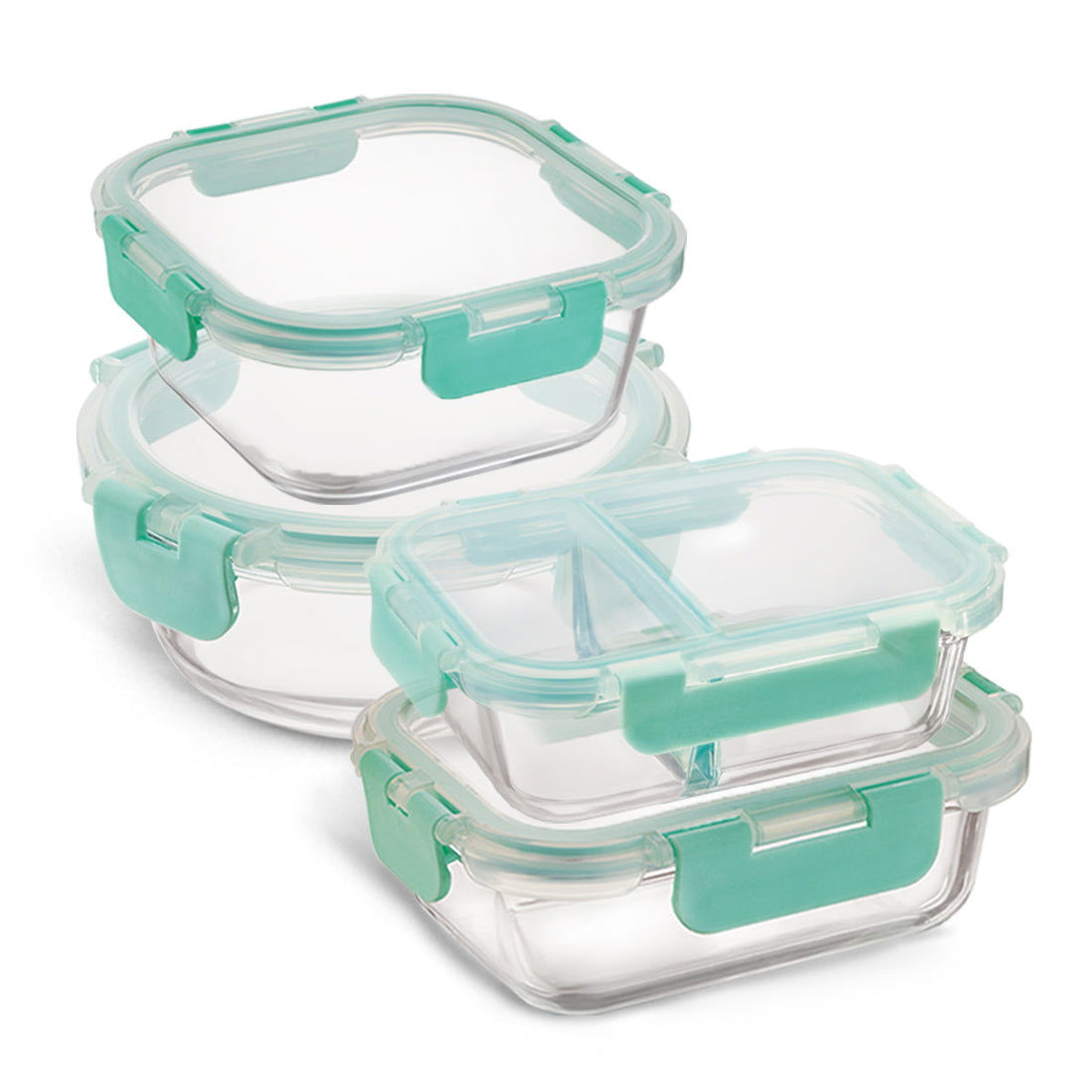 640ml, 580ml, 800ml, 930ml Allo FoodSafe Microwave Oven Safe Glass Container Gift Box Combo 4pc with Break Free Detachable Lock - Allo Innoware