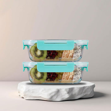 640ml x 2 Allo FoodSafe Microwave Oven Safe Glass Container with Break Free Detachable Lock - Allo Innoware