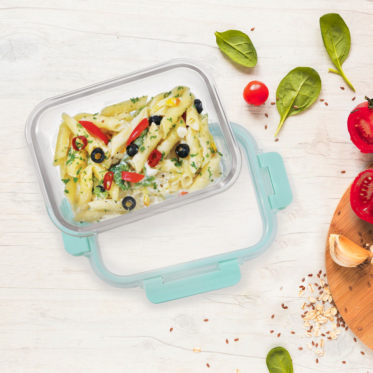 640ml x 2 Allo FoodSafe Microwave Oven Safe Glass Container with Break Free Detachable Lock - Allo Innoware