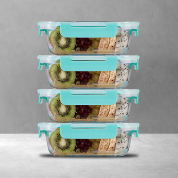 640ml x 4 Allo FoodSafe Microwave Oven Safe Glass Container with Break Free Detachable Lock - Allo Innoware