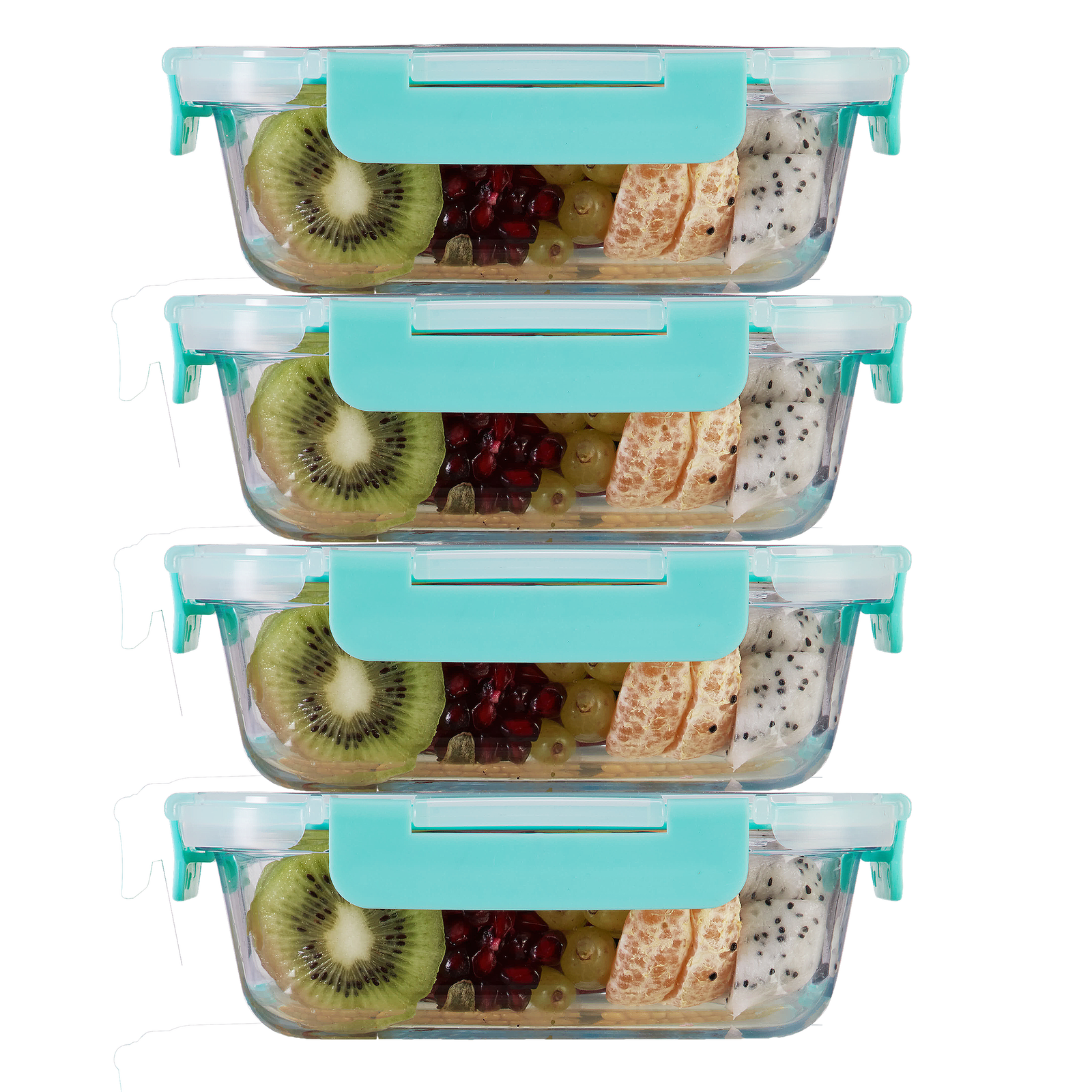 640ml x 4 Allo FoodSafe Microwave Oven Safe Glass Container with Break Free Detachable Lock - Allo Innoware