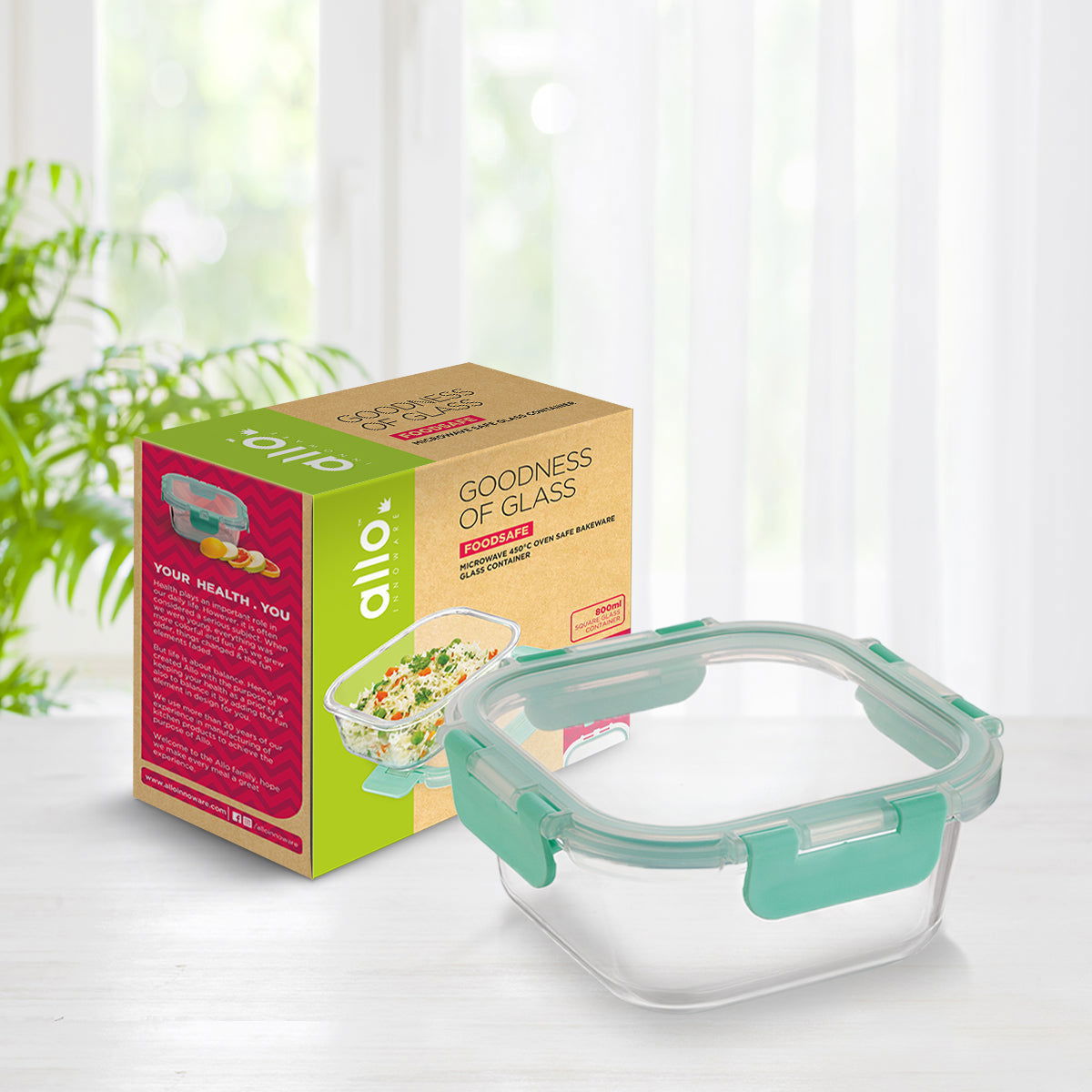800ml Allo FoodSafe Microwave Oven Safe Glass Container with Break Free Detachable Lock - Allo Innoware