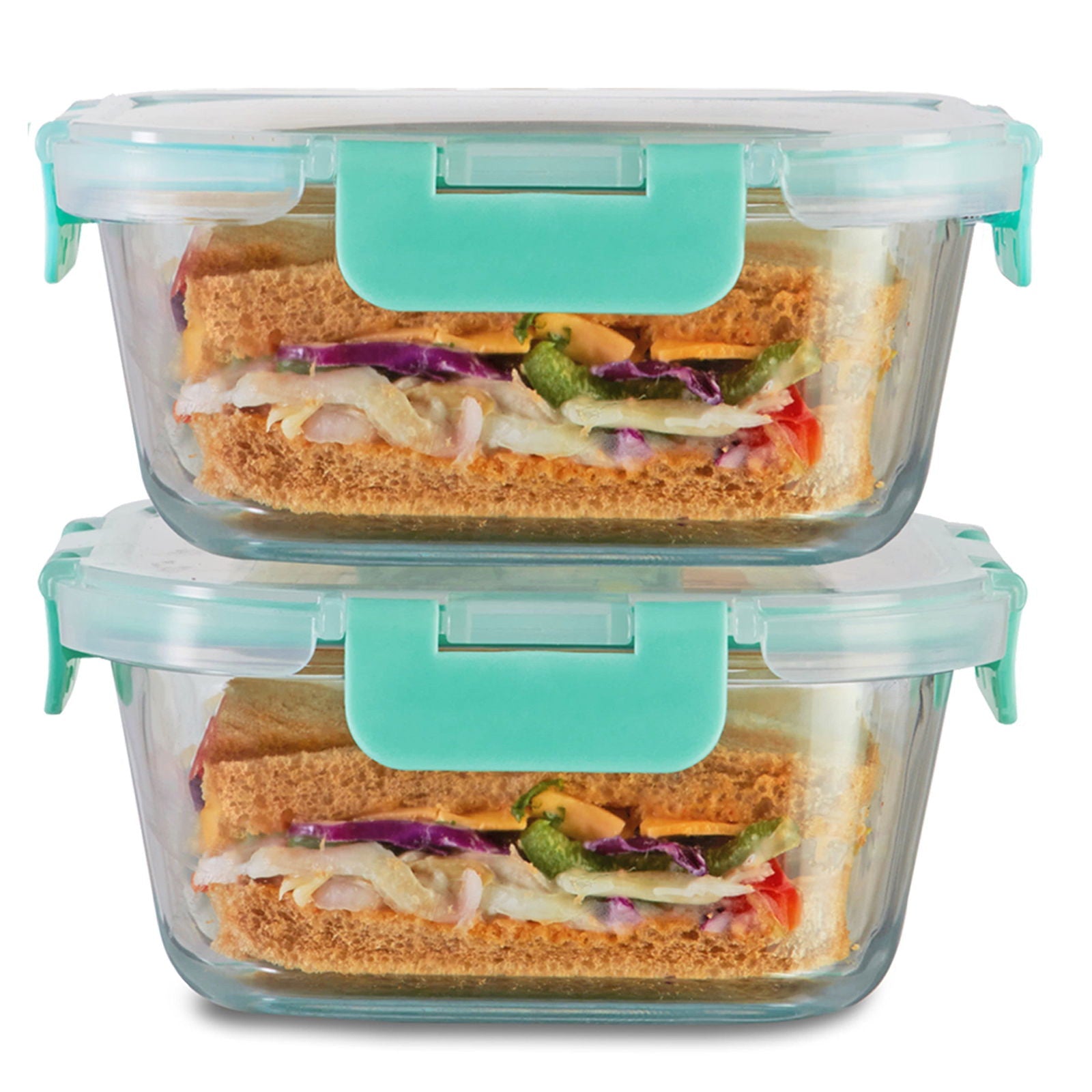 800ml x 2 Allo FoodSafe Microwave Oven Safe Glass Container with Break Free Detachable Lock - Allo Innoware