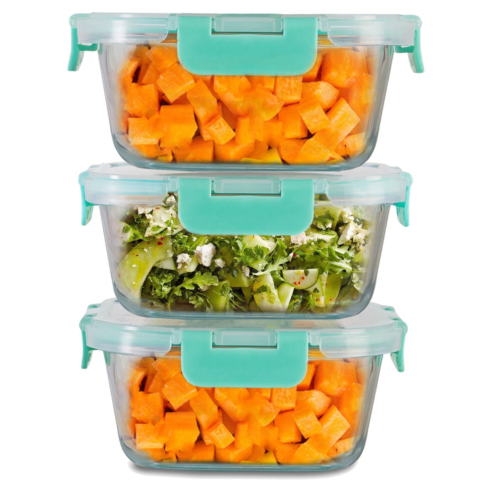 800ml x 3 Allo FoodSafe Microwave Oven Safe Glass Container with Break Free Detachable Lock - Allo Innoware