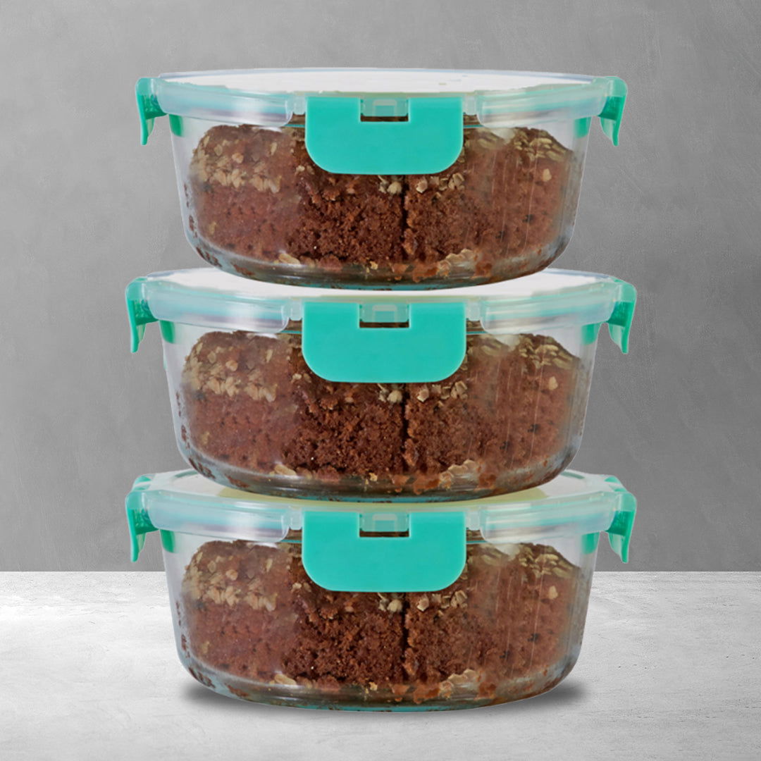930ml x 3 Allo FoodSafe Microwave Oven Safe Glass Container with Break Free Detachable Lock - Allo Innoware