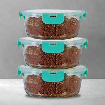 930ml x 3 Allo FoodSafe Microwave Oven Safe Glass Container with Break Free Detachable Lock - Allo Innoware