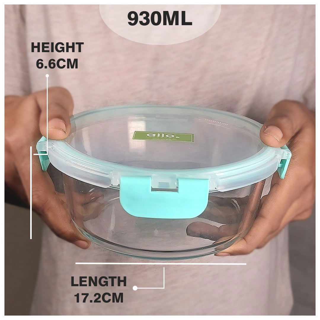 930ml x 3 Allo FoodSafe Microwave Oven Safe Glass Container with Break Free Detachable Lock - Allo Innoware