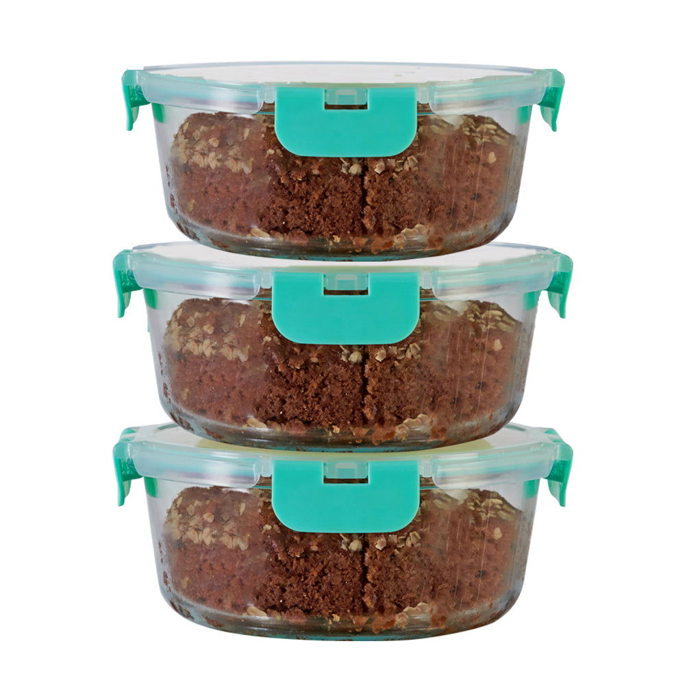 930ml x 3 Allo FoodSafe Microwave Oven Safe Glass Container with Break Free Detachable Lock - Allo Innoware